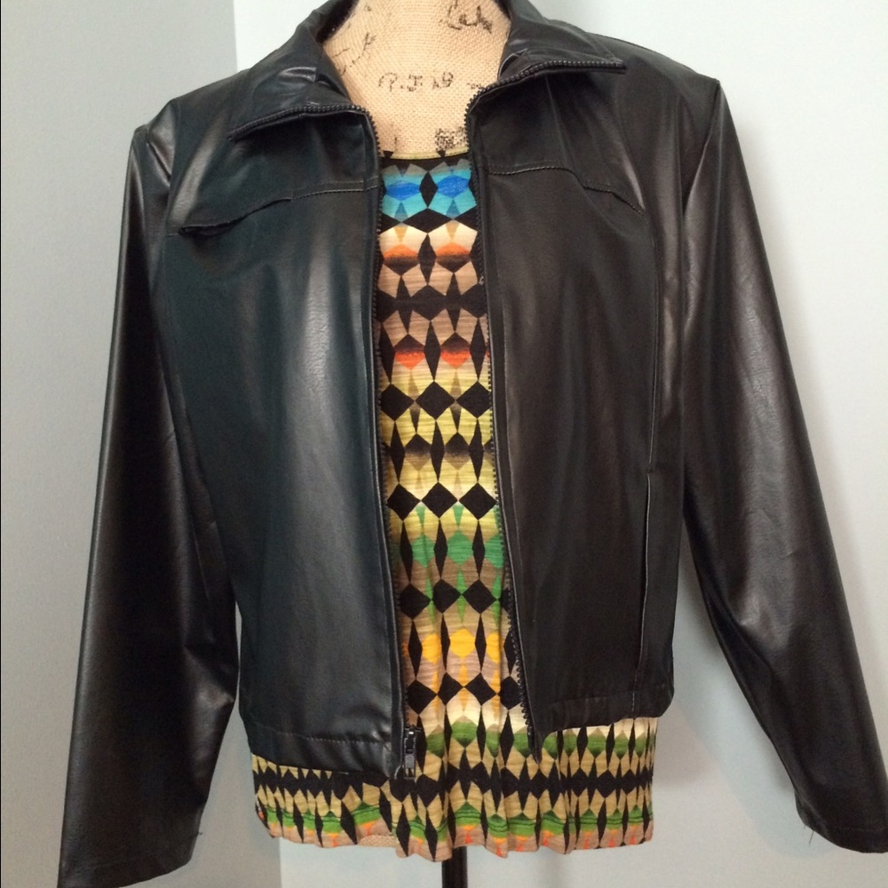 Faux Leather Jacket- Black